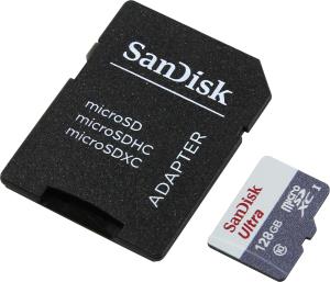SanDisk Micro SDXC Ultra 128GB, Class 10, UHS-I, 80MB/Sec + Adapter - Tablet