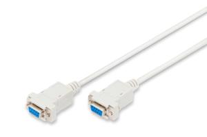 Zero-Modem connection cable, D-Sub9 F/F, 2m snap-hoods beige