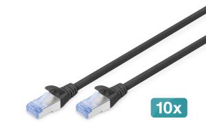Patch cable - Cat 5e - SF/UTP - Snagless - Cu - 1m - black - 10pk