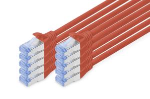 Patch cable - Cat 5e - SF/UTP - Snagless - Cu - 1m - red - 10pk