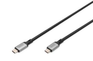 USB 4 connection cable. TypeC to TypeC. AL-Housing PP braid 8Ka60Hz. PD3.0. 40Gbits/s. 1m. black