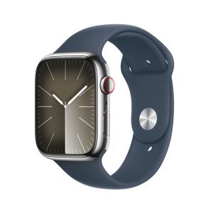 Watch Series 9 Gps + Cellular 45mm Silver Stainless Steel Case With Storm Blue Sport Band M/l