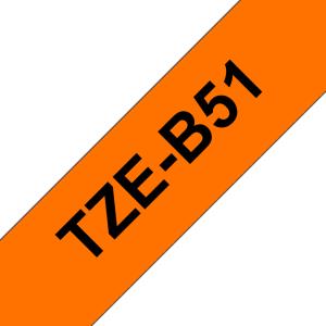 Tape 24mm Lami Black On Orange Fluorescent (tze-b51)