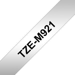 Tape 9mm Metallic Black On Silver (tze-m921)