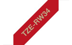 Tape Tze-rw34 12mm Ribbon Gold On Wine Red