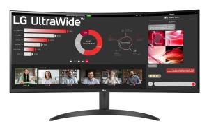 Curved UltraWide Monitor - 34in - QHD (3440x1440) - 21:9 - HDMI/ DisplayPort/ Headphone out