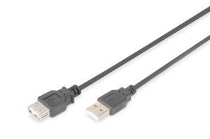 USB 2.0 extension cable, type A M/F, 3m USB 2.0 conform Black