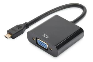 Micro-HDMI to VGA converter Type D - VGA (D-Sub) connector 3,5mm audio jack black