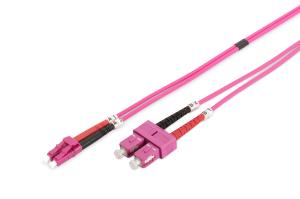 Fiber Optic Patch Cord, LC to SC Multimode OM4 - 50/125 , Duplex, color RAL4003, Length 3m