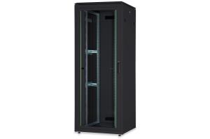 36U 19in cabinet, 800x800 mm Glass door, lockable & removable side panel Color black RAL 9005