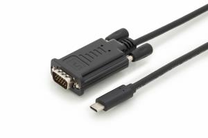 USB Type-c Adapter Cable, Type-c To Vga M/m, 2m 1920x1200@60hz Ce, Black