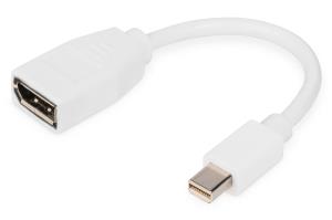 DisplayPort adapter cable, mini DP - DP M/F, 0.15m, DP 1.2 conform, white