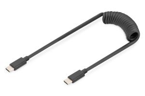 USB - Type C to USB - Type C Spring cable, TPU USB 2.0, PD60W Max; 1m