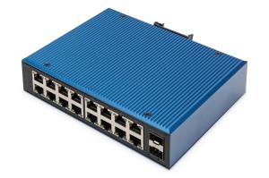 Industrial 16+2 - Port Gigabit Ethernet Switch Unmanaged. 16 RJ45 Ports 10/100/1000 Mbits