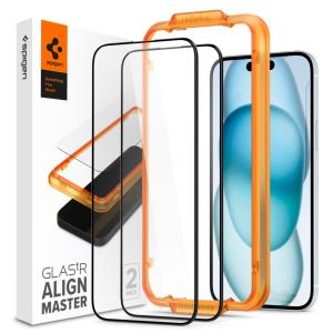 AlignMaster Full Screen Protector iPhone 15 - Black -2-pk