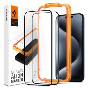 Glass Screen Protector For iPhone 15 Pro AlignMaster GLAS.tR Full Cover 2PCS Black